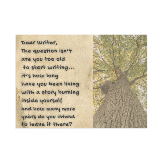 writingXstructure, "Dear Writer, Wrong Question" Postcard for the One The Go CollectionFine Art Postcards - Inspiring Design for Writers, Encouragement Cards, Literary Gifts, Motivational Art, Unique Stationery